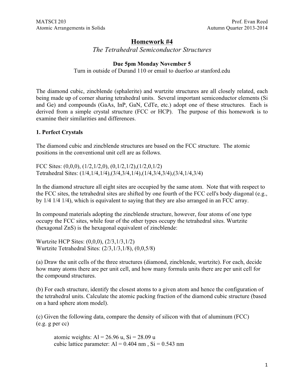 Homework #4 the Tetrahedral Semiconductor Structures