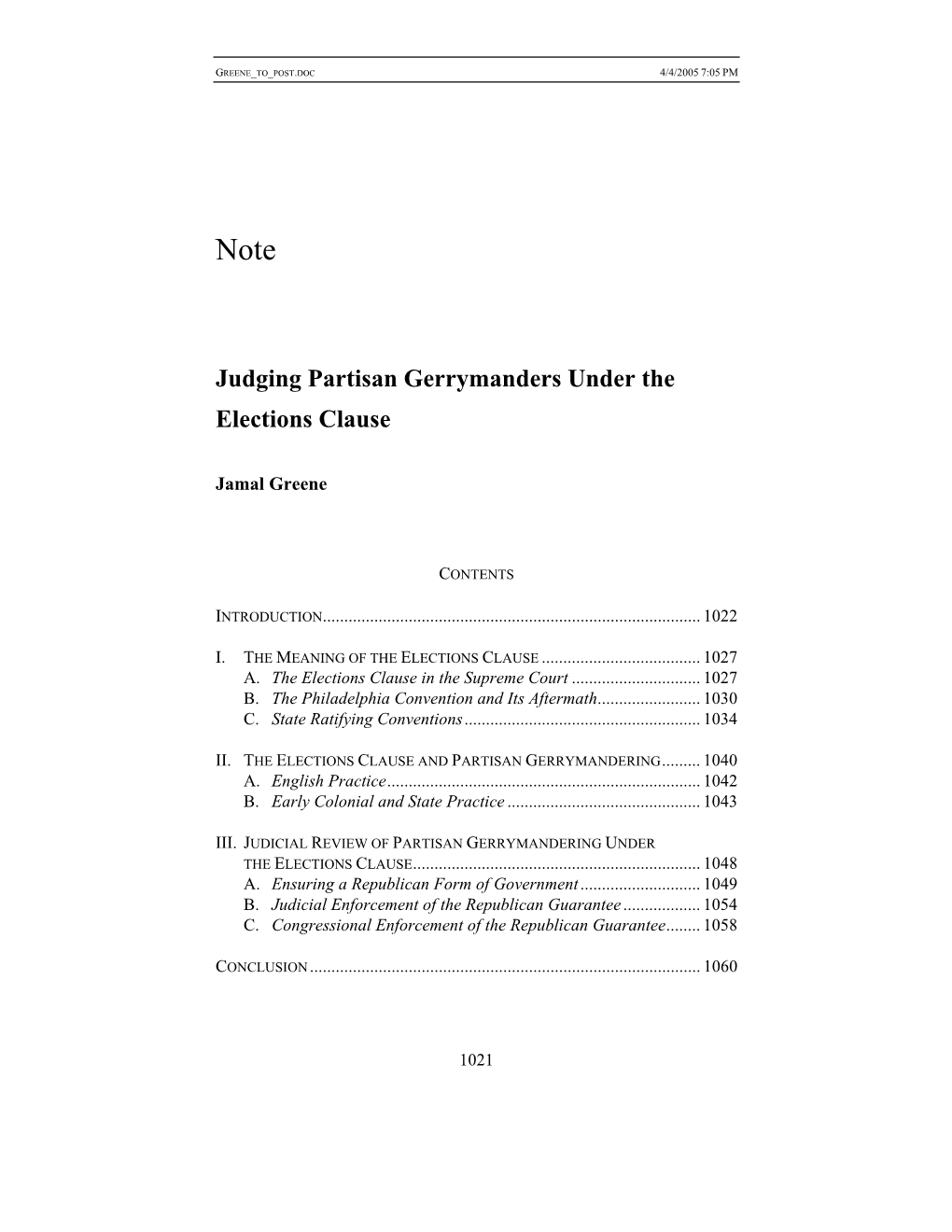 Judging Partisan Gerrymanders Under the Elections Clause