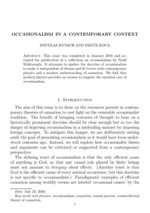 Occasionalism in a Contemporary Context
