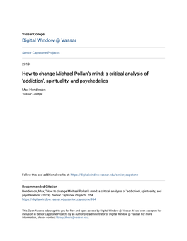 A Critical Analysis of 'Addiction,' Spirituality, and Psychedelics (2019)