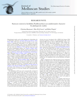 Statocyst Content in Aeolidida (Nudibranchia) Is an Uninformative Character