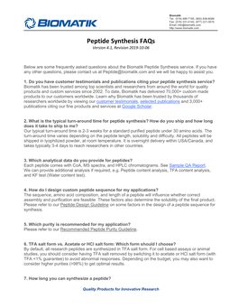Custom Peptide Synthesis Faqs