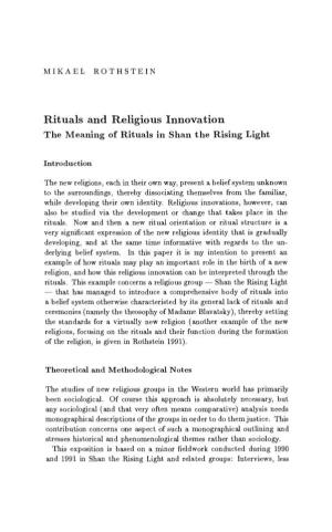 Rituals and Religious Innovation the Meaning of Rituals in Shan the Rising Light