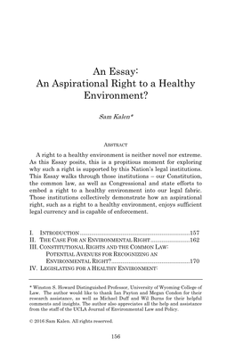 An Aspirational Right to a Healthy Environment?