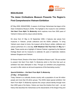 The Asian Civilisations Museum Presents the Region's First