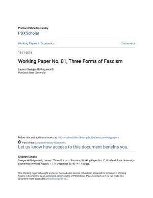 Working Paper No. 01, Three Forms of Fascism