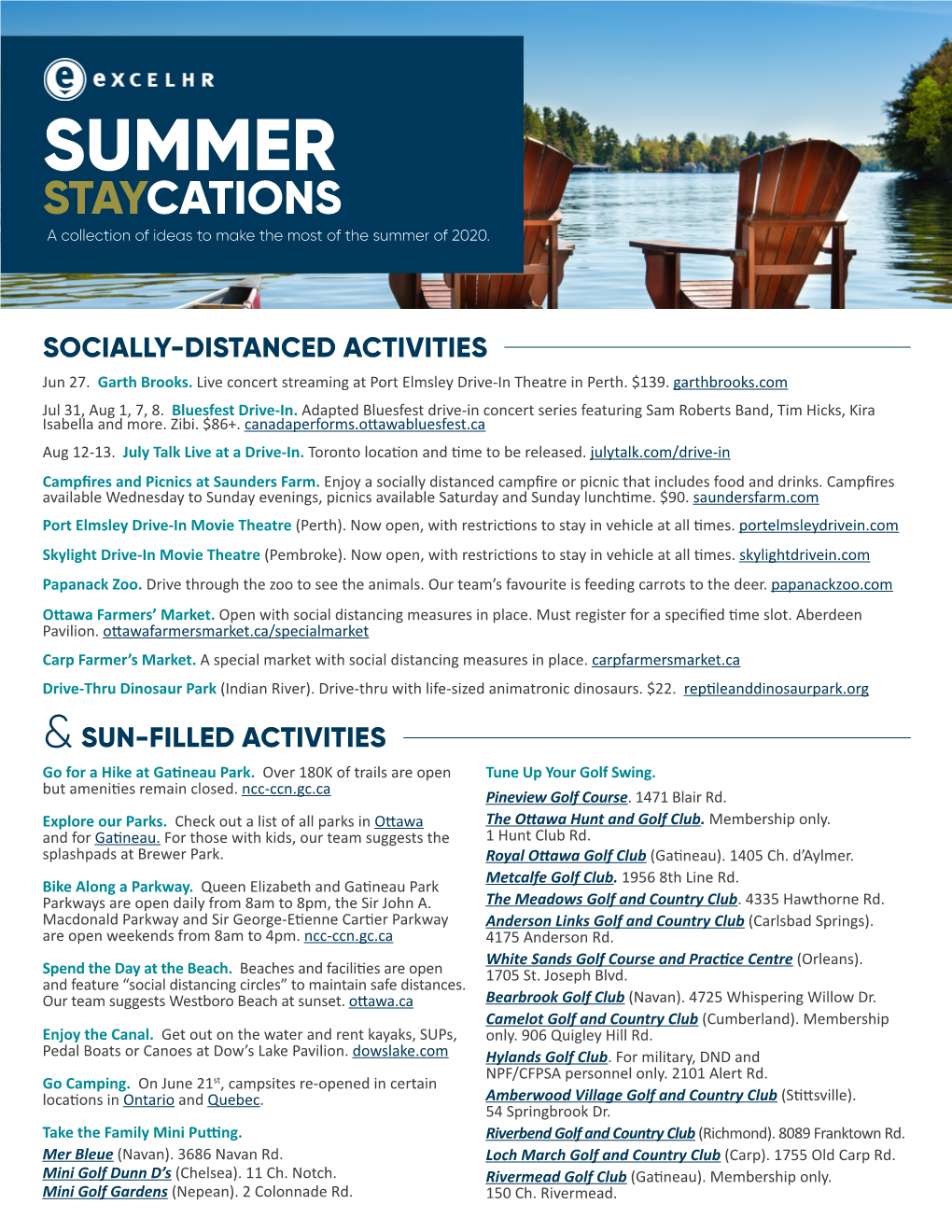 SUMMER STAYCATIONS a Collection of Ideas to Make the Most of the Summer of 2020