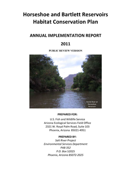 Horseshoe and Bartlett Reservoirs Habitat Conservation Plan