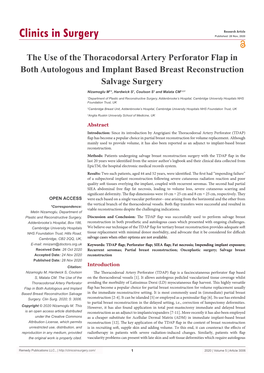 The Use of the Thoracodorsal Artery Perforator Flap in Both Autologous and Implant Based Breast Reconstruction Salvage Surgery