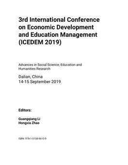 3Rd International Conference on Economic Development and Education Management
