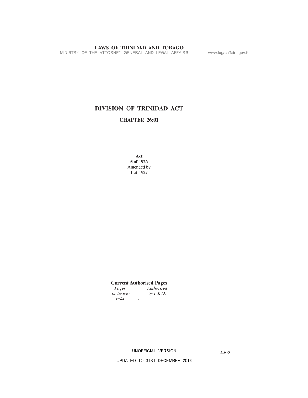 Division of Trinidad Act