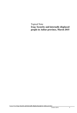 Security and Internally Displaced People in Anbar Province, March 2015