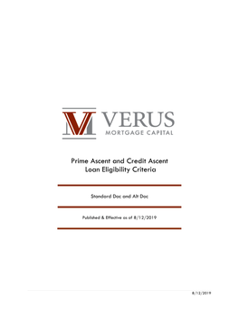 Prime Ascent and Credit Ascent Loan Eligibility Criteria