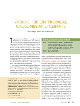 Workshop on Tropical Cyclones and Climate