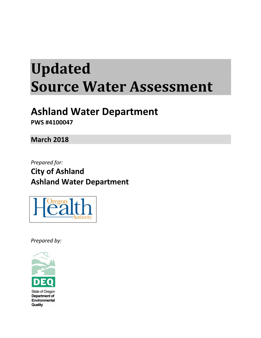 Updated Source Water Assessment