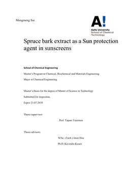 Spruce Bark Extract As a Sun Protection Agent in Sunscreens