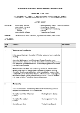 North West Huntingdonshire Neighbourhood Forum