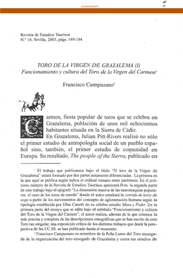TORO DE LA VIRGEN DE GRAZALEMA (1) Funcionamiento Y Cultura Del Toro De La Virgen Del Carmen1