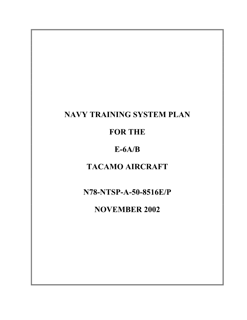 E-6A/B Navy Training System Plan