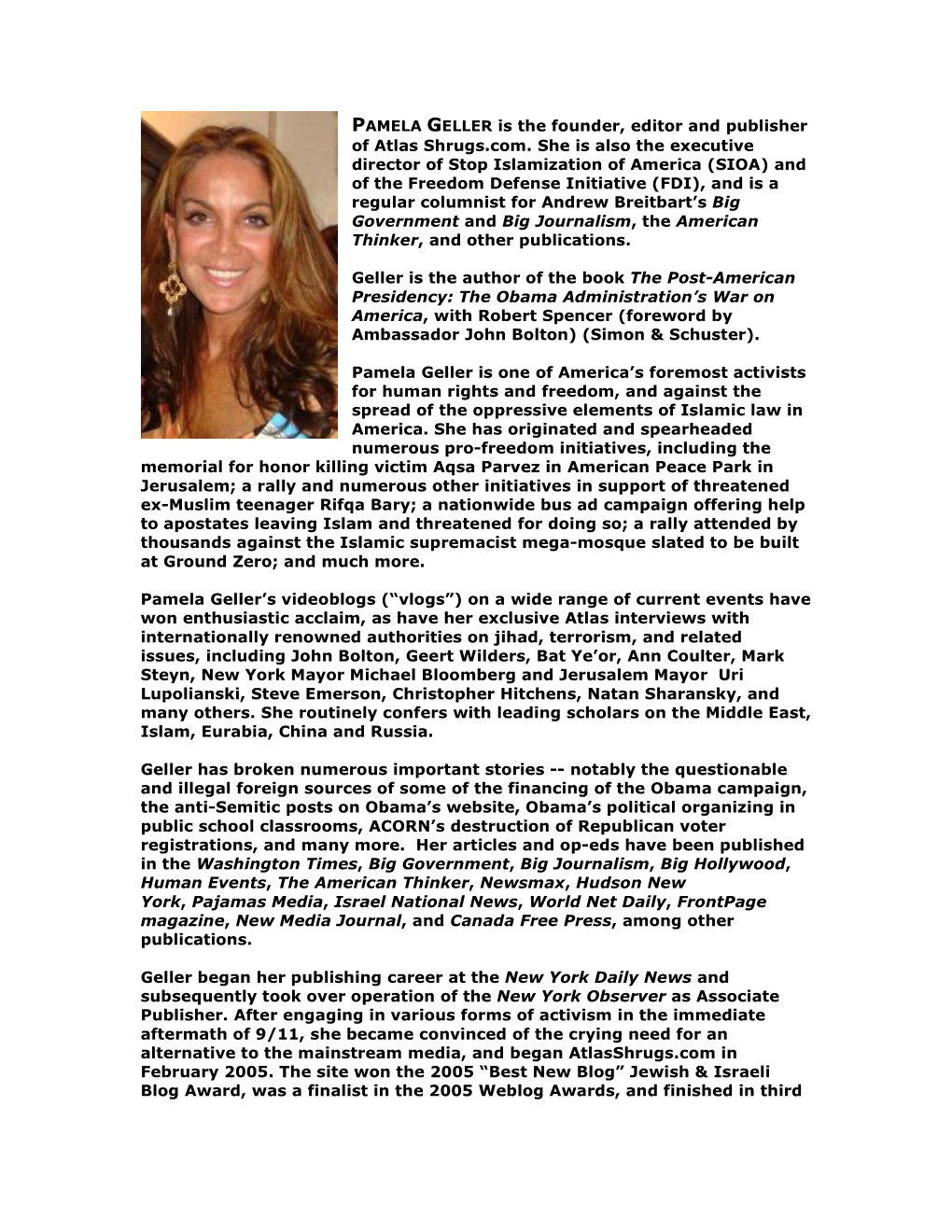 Pamela Geller Biography