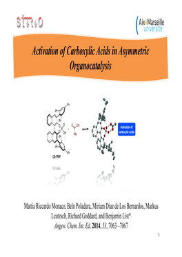 Activation of Carboxylic Acids in Asymmetric Organocatalysis