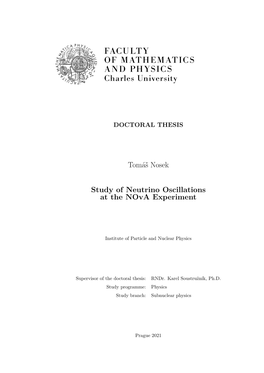 Tomáš Nosek Study of Neutrino Oscillations at the Nova Experiment