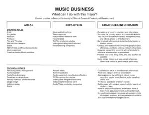 MUSIC BUSINESS What Can I Do with This Major? Content Credited to Belmont University's Office of Career & Professional Development