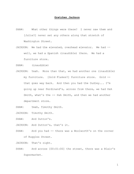 Transcript of Interview with Gretchen L. Flippin Jackson, April 10, 2009