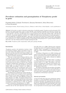 Prevalence Estimation and Genotypization of Toxoplasma Gondii in Goats