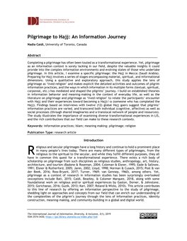 Pilgrimage to Hajj: an Information Journey