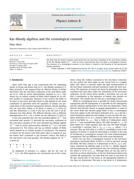 Kac-Moody Algebras and the Cosmological Constant