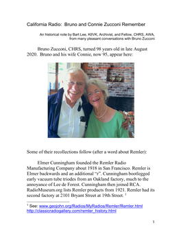 California Radio: Bruno and Connie Zucconi Remember