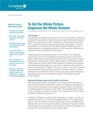 To Get the Whole Picture, Sequence the Whole Genome