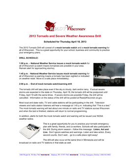 2013 Tornado and Severe Weather Awareness Drill