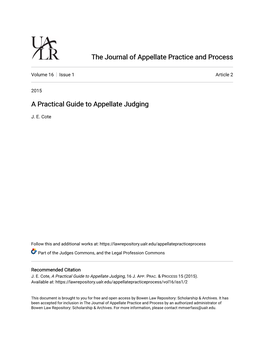 A Practical Guide to Appellate Judging