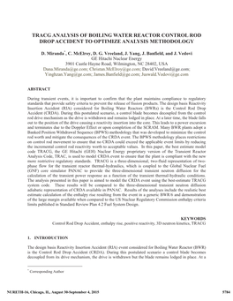 Tracg Analysis of Boiling Water Reactor Control Rod Drop Accident to Optimize Analysis Methodology