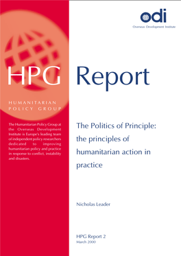 The Principles of Humanitarian Action in Practice HPG Report