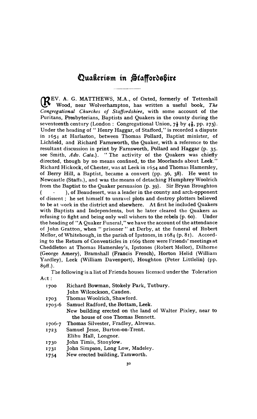 Quakerism in Staffordshire 31