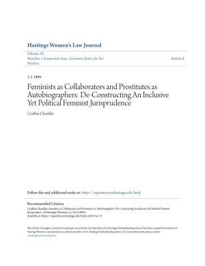 Feminists As Collaborators and Prostitutes As Autobiographers: De-Constructing an Inclusive Yet Political Feminist Jurisprudence Cynthia Chandler