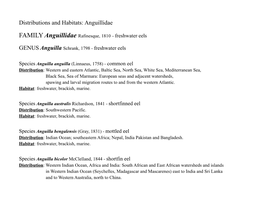 Distributions and Habitats: Anguillidae