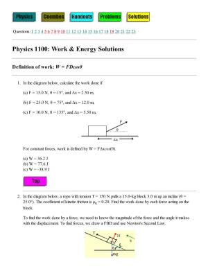 Physics 1100: Work & Energy Solutions