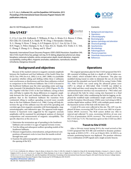 Site U14331 1 Background and Objectives 1 Operations 6 Lithostratigraphy C.-F