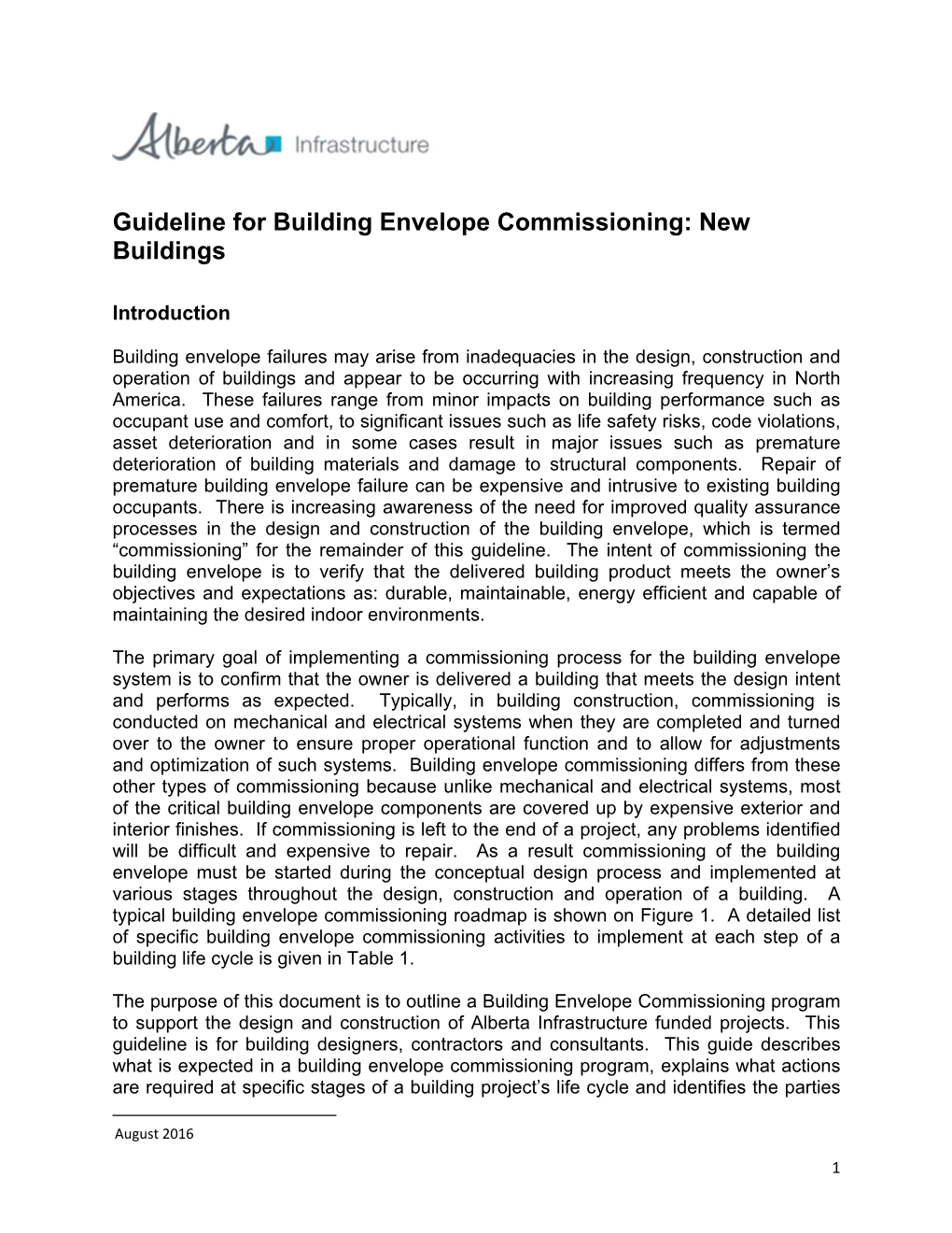 Guideline for Building Envelope Commissioning: New Buildings