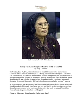 1 Family Ties: Khieu Samphan's Relatives Testify in Case 002 by Mary Kozlovski on Monday, June 10, 2013, Witness Testimony In