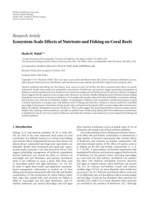 Research Article Ecosystem-Scale Effects of Nutrients and Fishing on Coral Reefs
