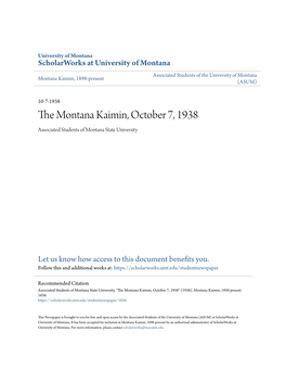 The Montana Kaimin, October 7, 1938