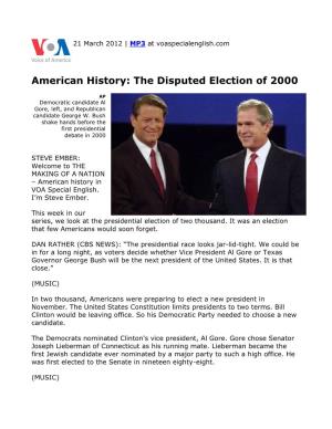 American History: the Disputed Election of 2000