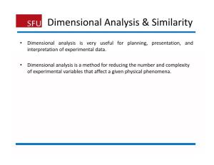 Dimensional Analysis & Similarity