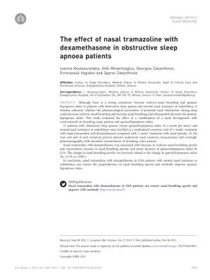 The Effect of Nasal Tramazoline with Dexamethasone in Obstructive Sleep Apnoea Patients