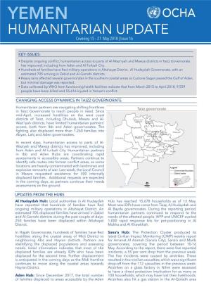 HUMANITARIAN UPDATE Covering 15 – 21 May 2018 | Issue 16